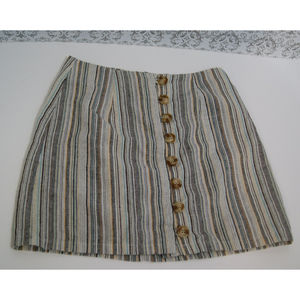 2/$25 & $5.95 Shipping Sky & Sparrow Cotton Linen Button Front Mini Skirt Stripe